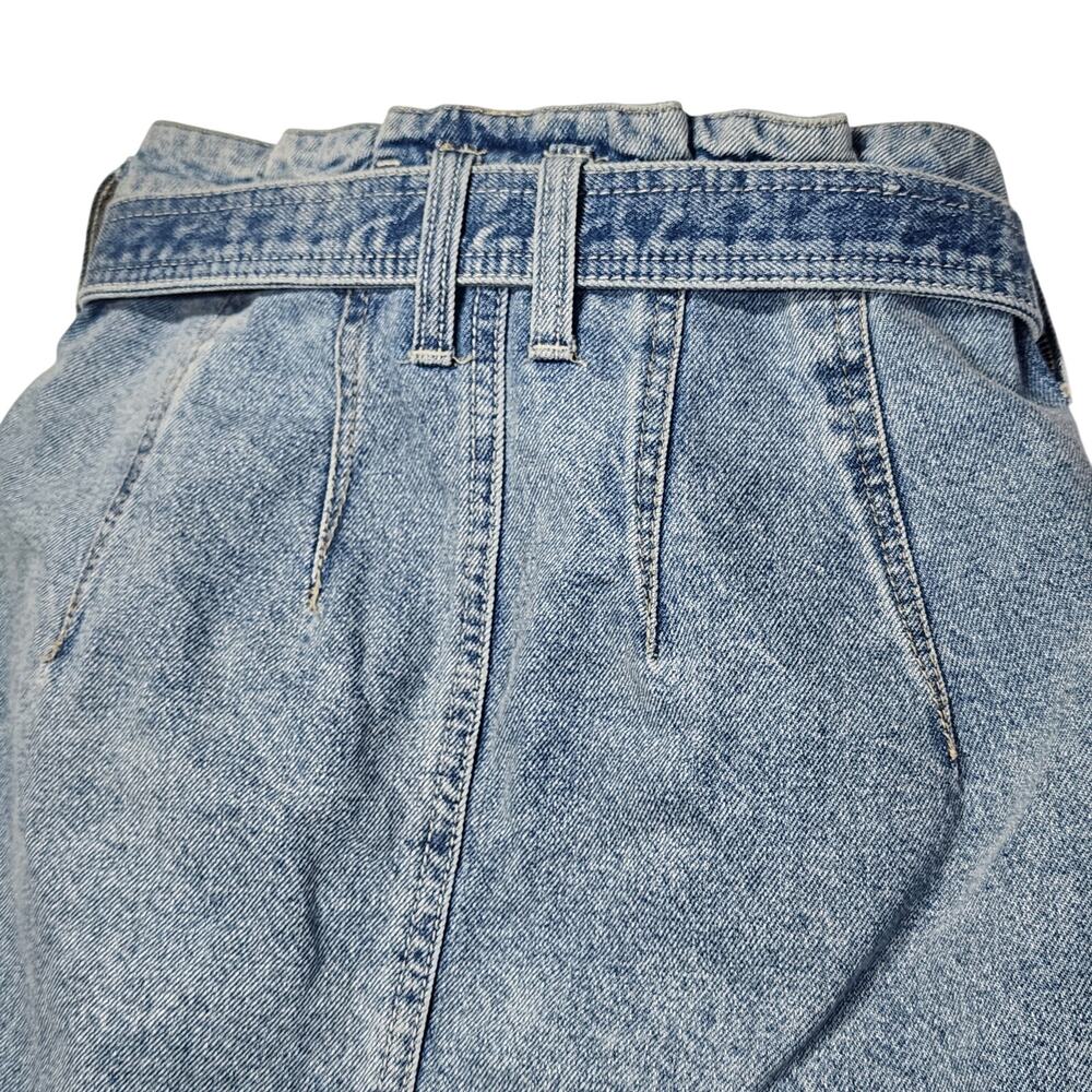 We The Free People East Of Eden Belted Denim Frayed Mini Skirt Blue Size 26 - Picture 7 of 10